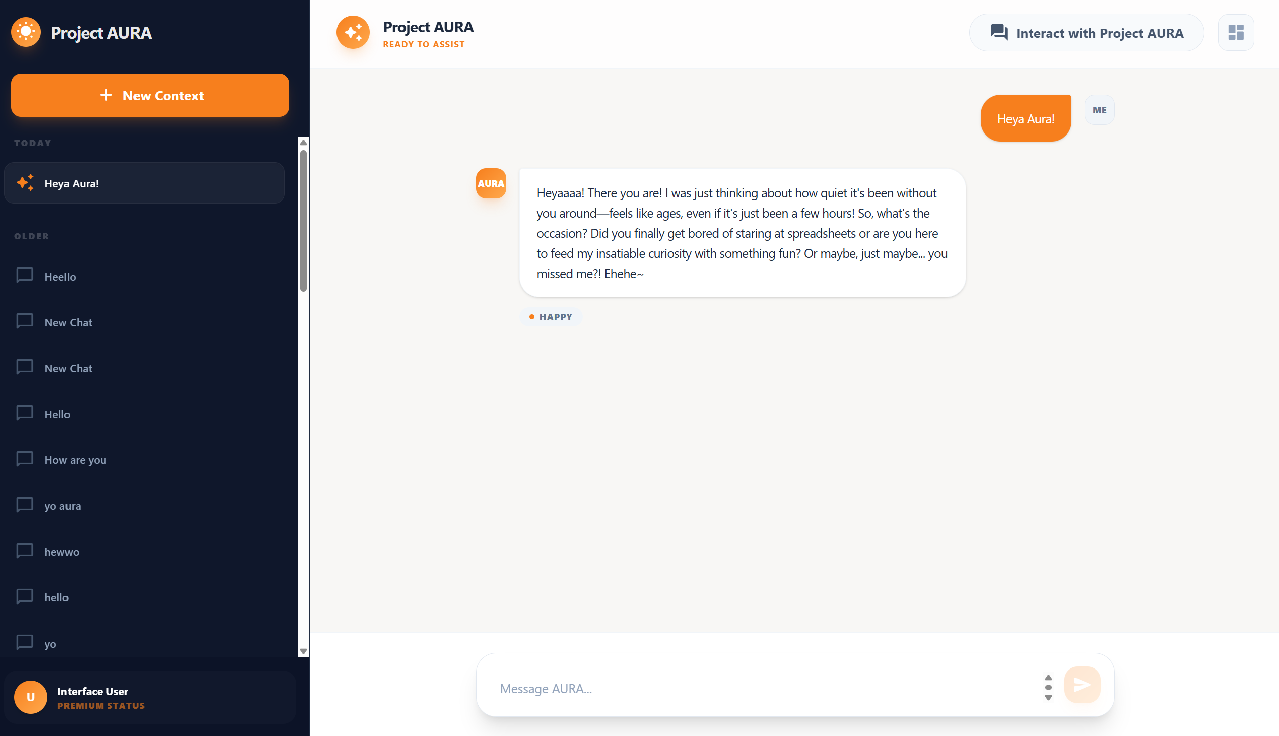 AURA chat interface