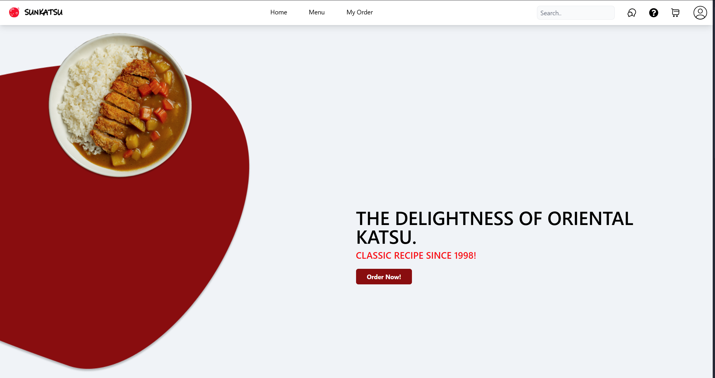 Sunkatsu App Project screenshot showing the main interface with katsu curry dish